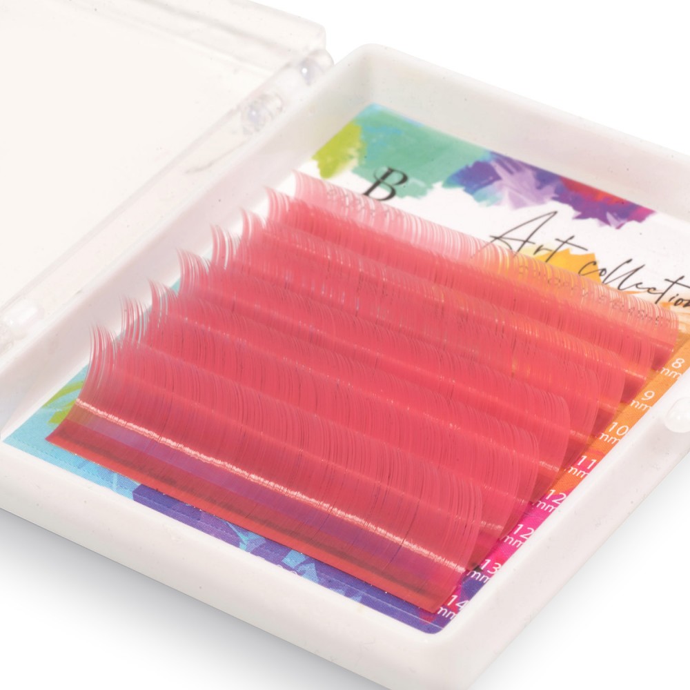 Colorful lash extensions Barhat Art Collection MIX 8 lines Pink