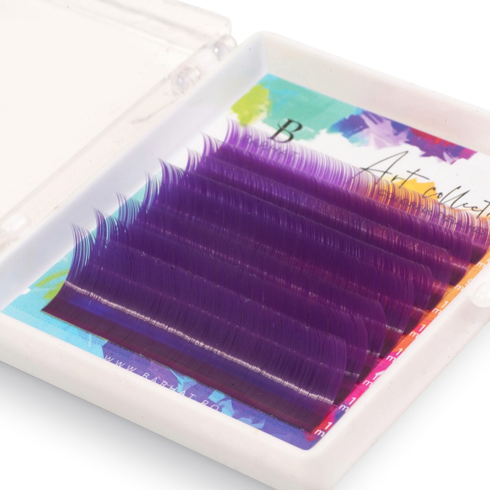 Colorful lash extensions Barhat Art Collection MIX 8 lines Purple