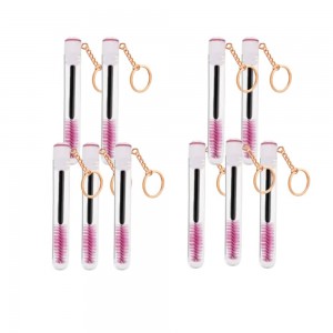Set of 10 eyelash extension brushes with tube and keyring